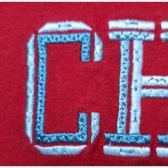 Champion Mens Large Red Short Sleeve Crew Neck Spell Out Embroidered T-Shirt - Picture 5 of 12